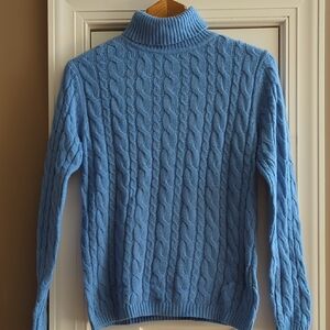 Talbots Women's Blue Cable Knit Turtleneck Sweater